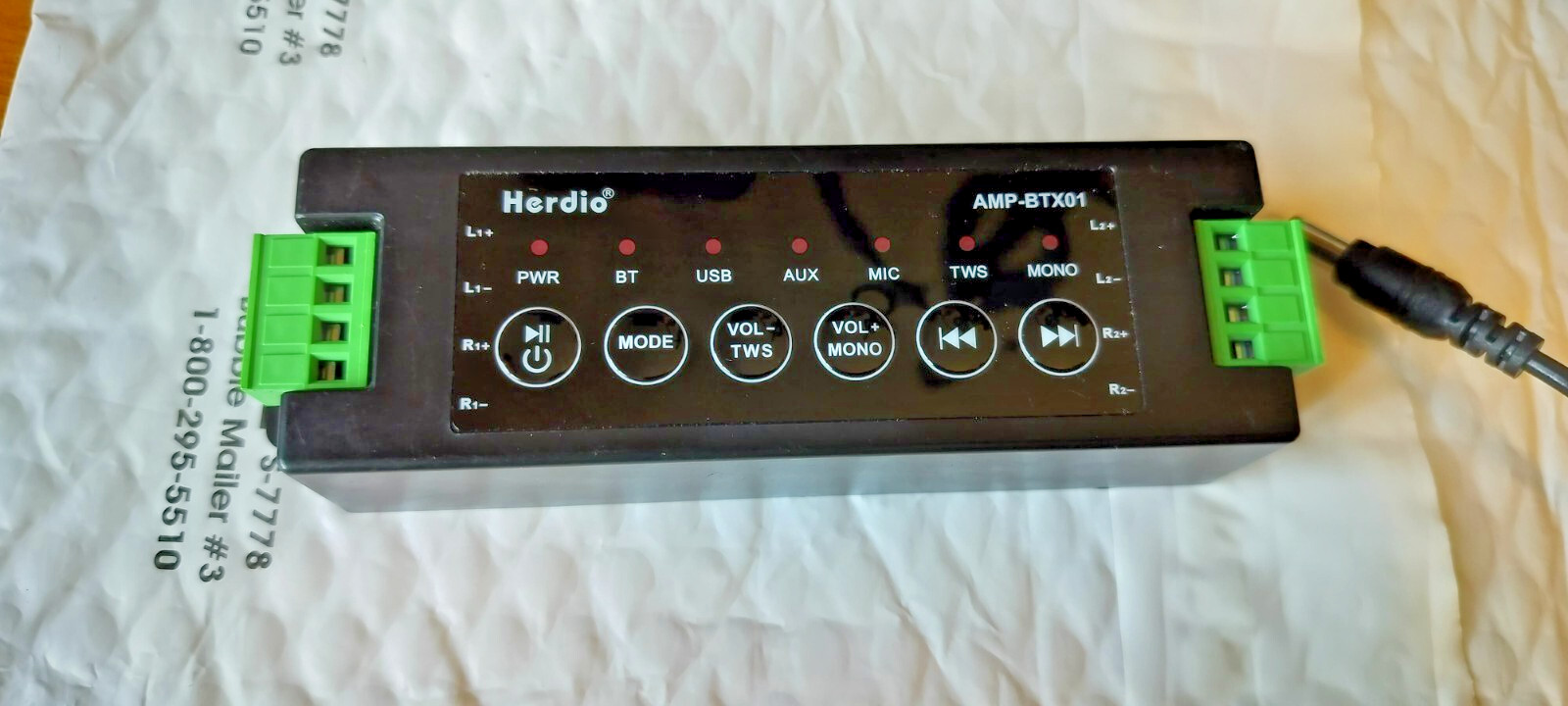 Herdio 68-Bluetooth Audio Amplifier AMP-BTX01 w/ Power Adapter *TESTED*