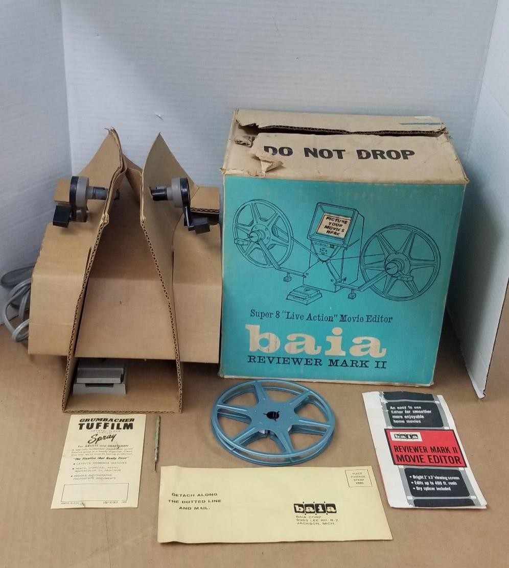 Vintage Baia Super 8 Mark II Movie Editor Lighted Reviewer Boxed Works Shelf K5