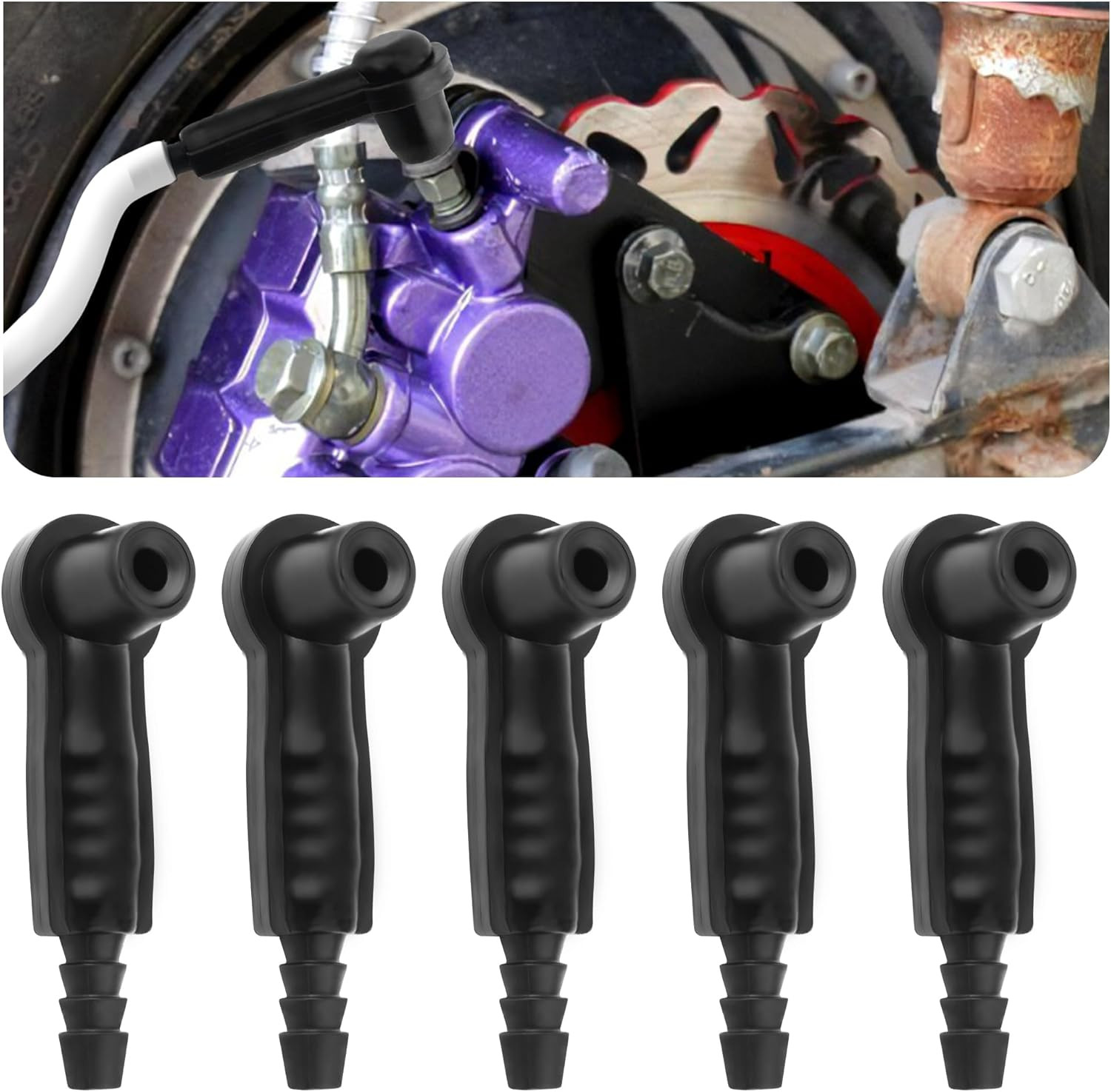 5PCS Brake Bleeder Adapter Kit,Professional Brake Bleeder Vacuum Pump Pipe Conne