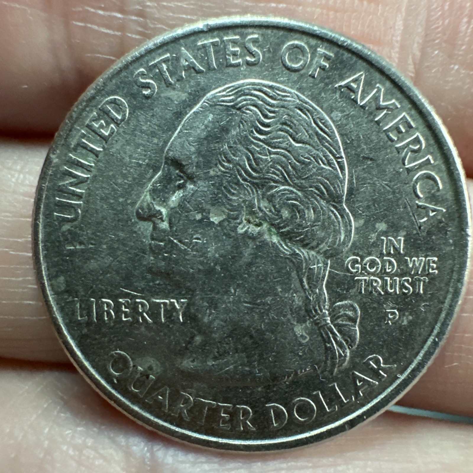 2002-P  Indiana State Quarter Error. Die Break, DDR/DDO