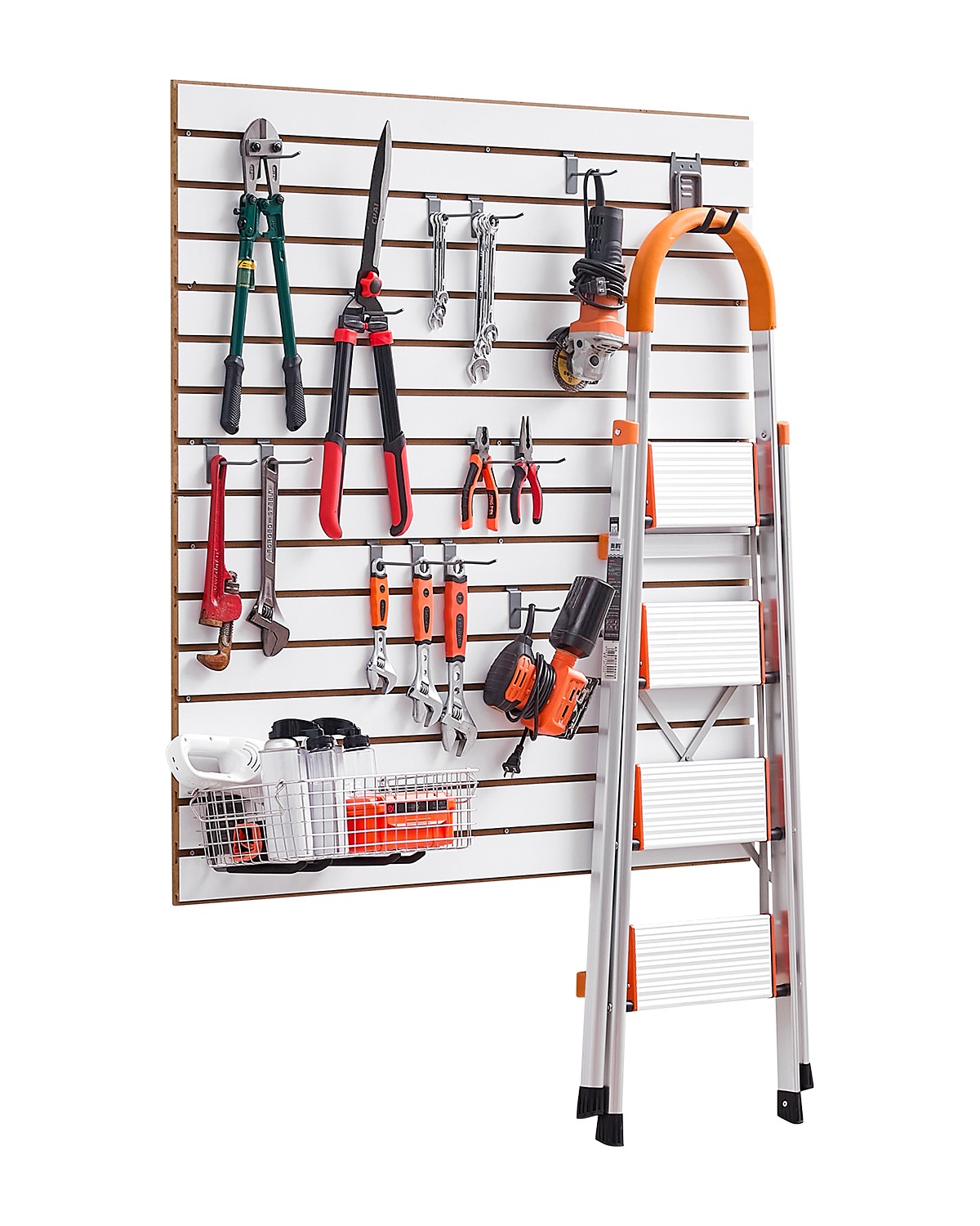 Uimoso 4 x 4 ft Slat Wall Paneling MDF White Garage Slatwall with Modular Design