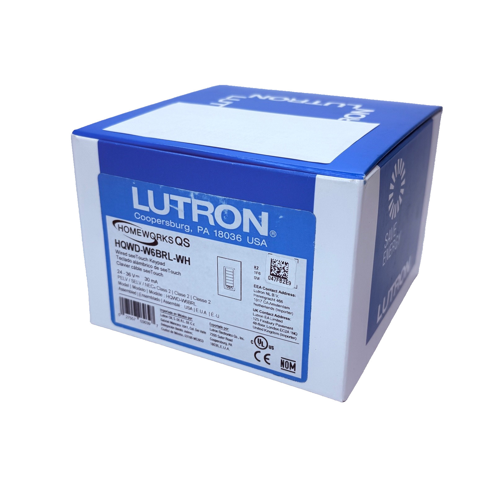 Lutron Homeworks QS HQWD-W6BRL-WH Wired 6 Button Keypad HQWA / HQWD WHITE - NEW