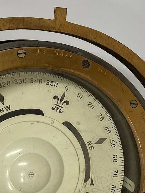 Large Antique Lionel Corporation Mark I 1941 US Navy BU Ship Compass - No. 3303