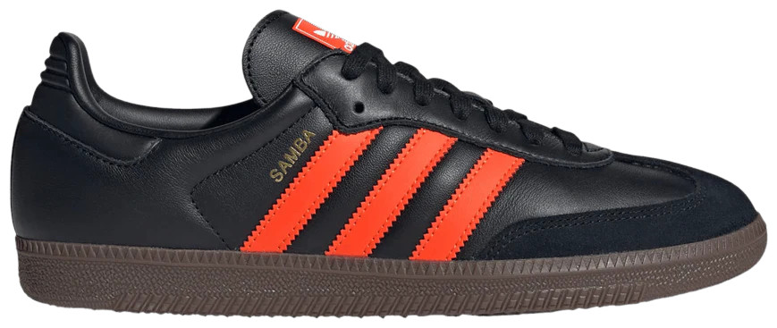 Adidas Originals Men's Samba OG Sneakers, Black / Impact Orange / Gum, JR0910