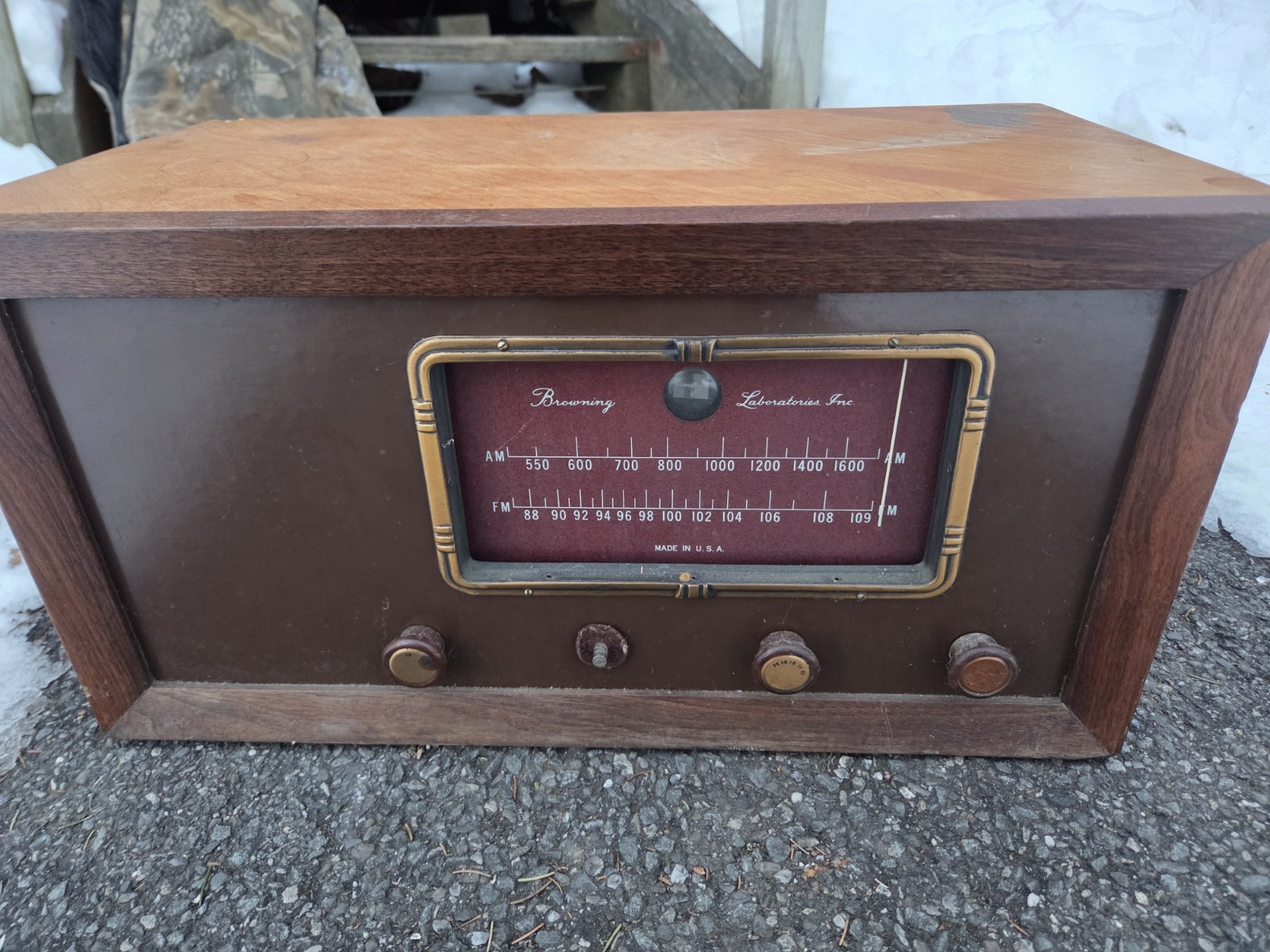 Very Rare 1950s Browning Laboratories AM/FM Tuner Preamp Monophonic w/ Wood Case