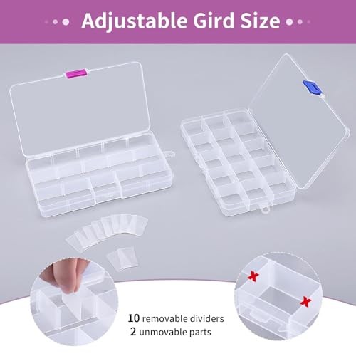15 Girds Bead Organizer(4 Pack), Earring Organizer Box, SMALL Plastic Clear