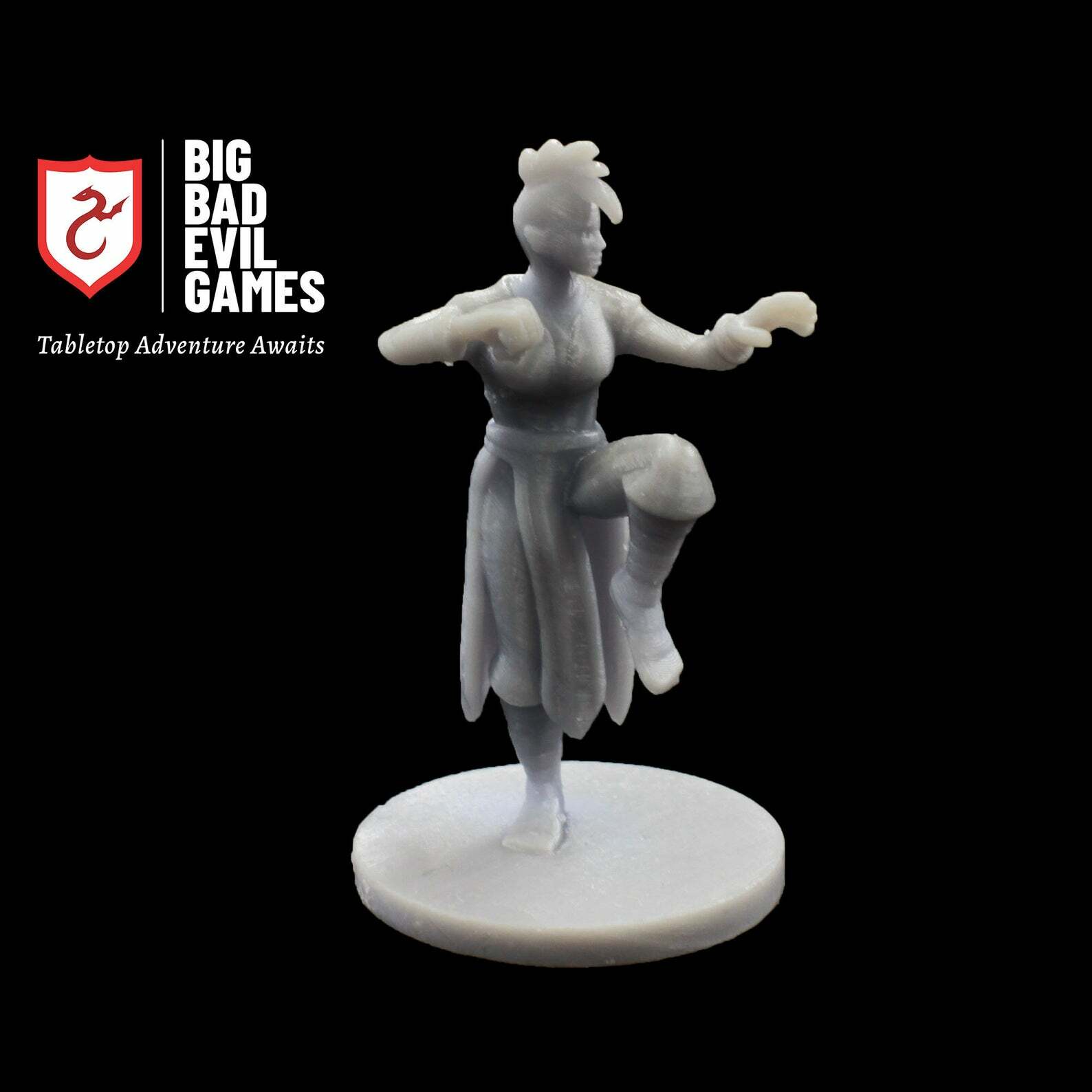 Female Monk Miniature | Unarmed stiking badass hero for your D&D tabletop RPG