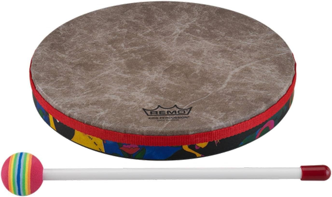Drum, KIDS PERCUSSION®, Hand Drum, 8" Diameter, 1.25" Depth, Fabric Rain Forest