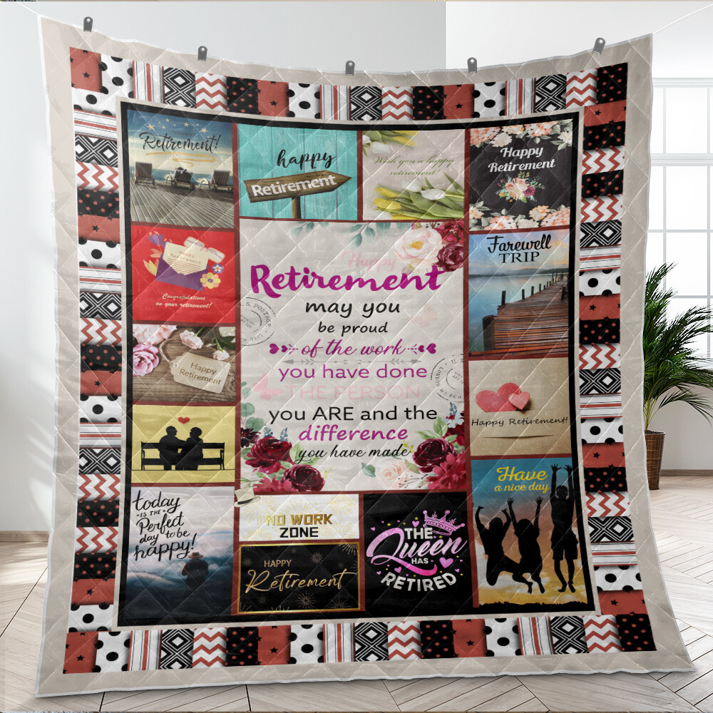 Retirement Quilt, Happy Retirement Quilt Blanket Soft and Cozy Luxury