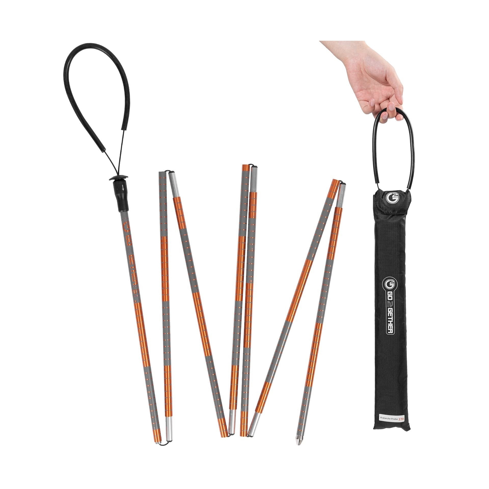 G2 GO2GEHTER 7075 Aluminum Alloy 270cm Backcountry Avalanche Rescue Probe wit...
