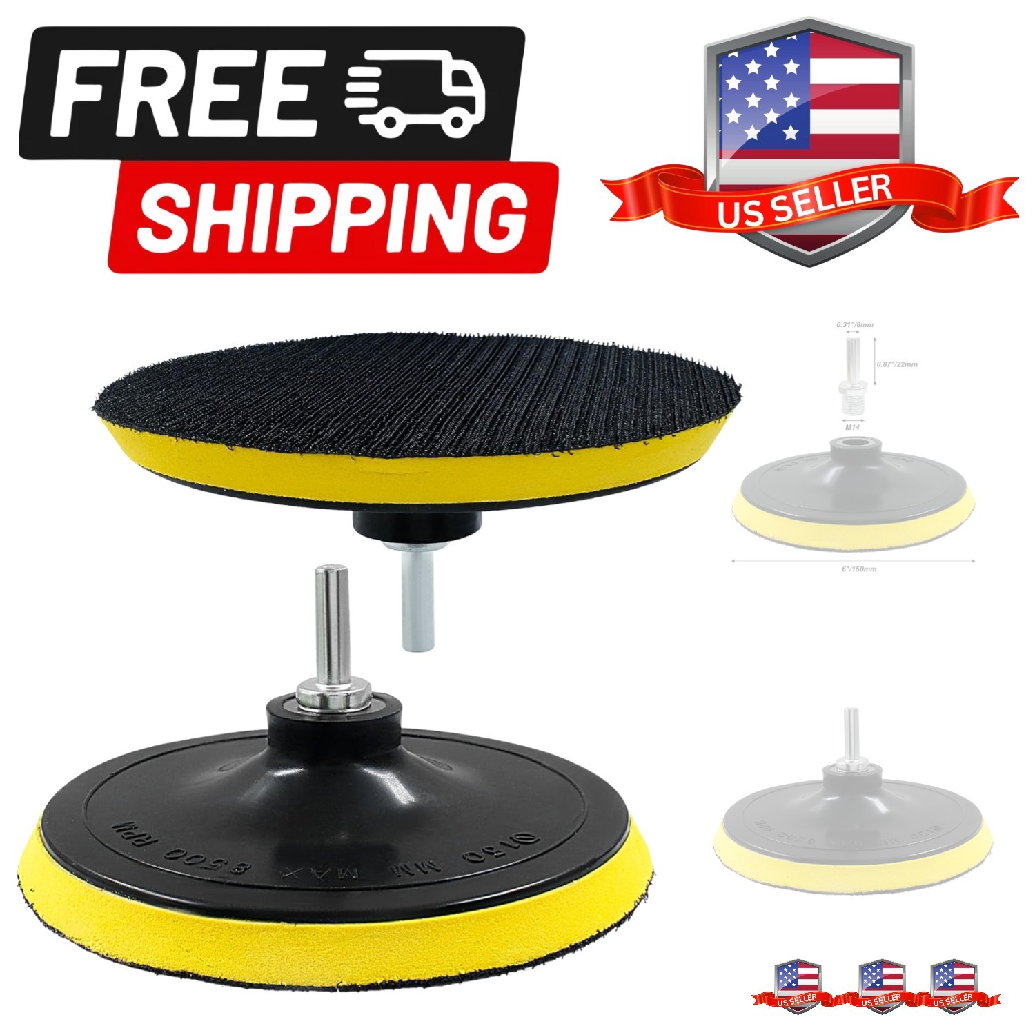 6 Inch Hook & Loop Backing Pad Orbital Sander Polisher Sanding Pad with M14 D...