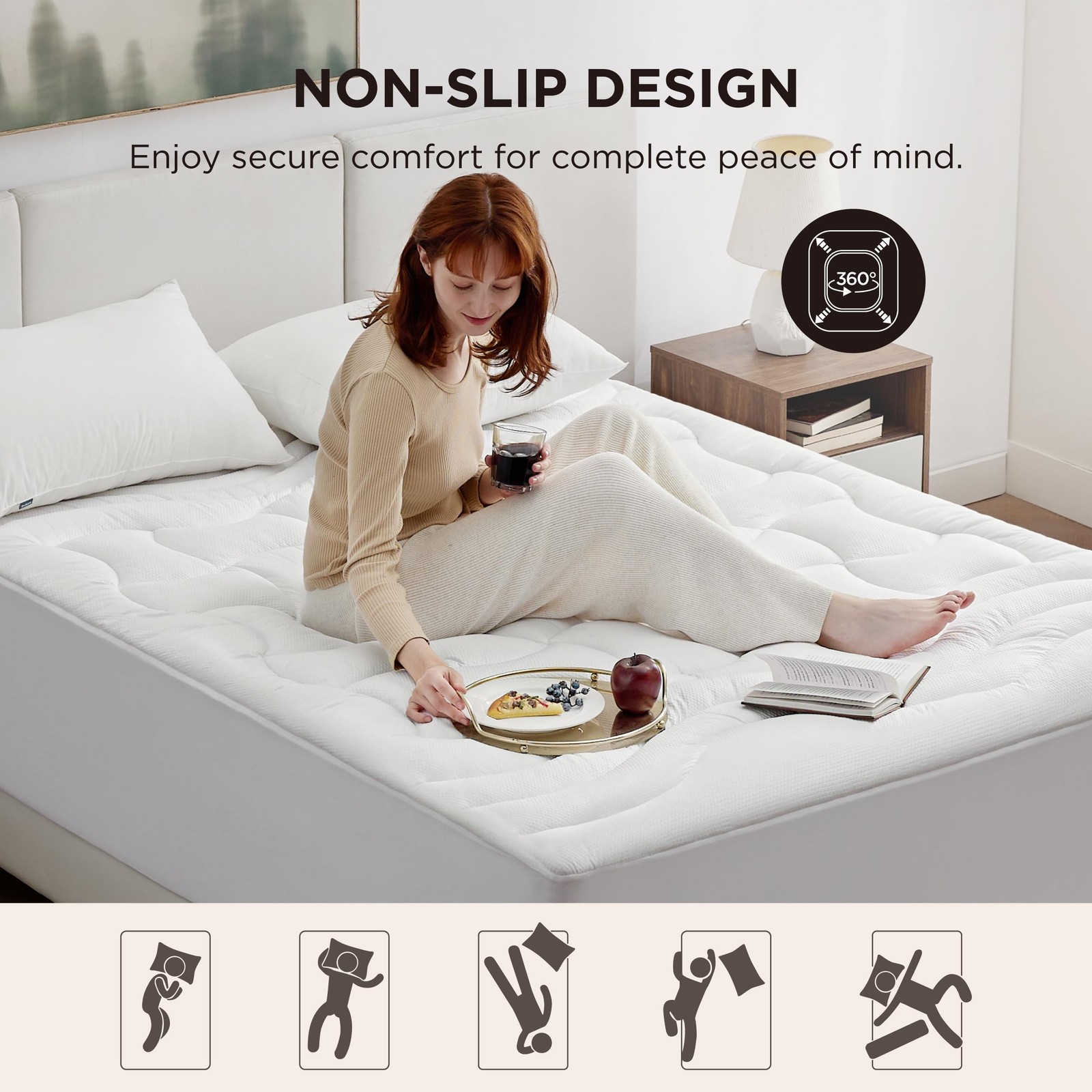 Bedsure Full Size Mattress Protector Waterproof - Quilted Fitted Full, White
