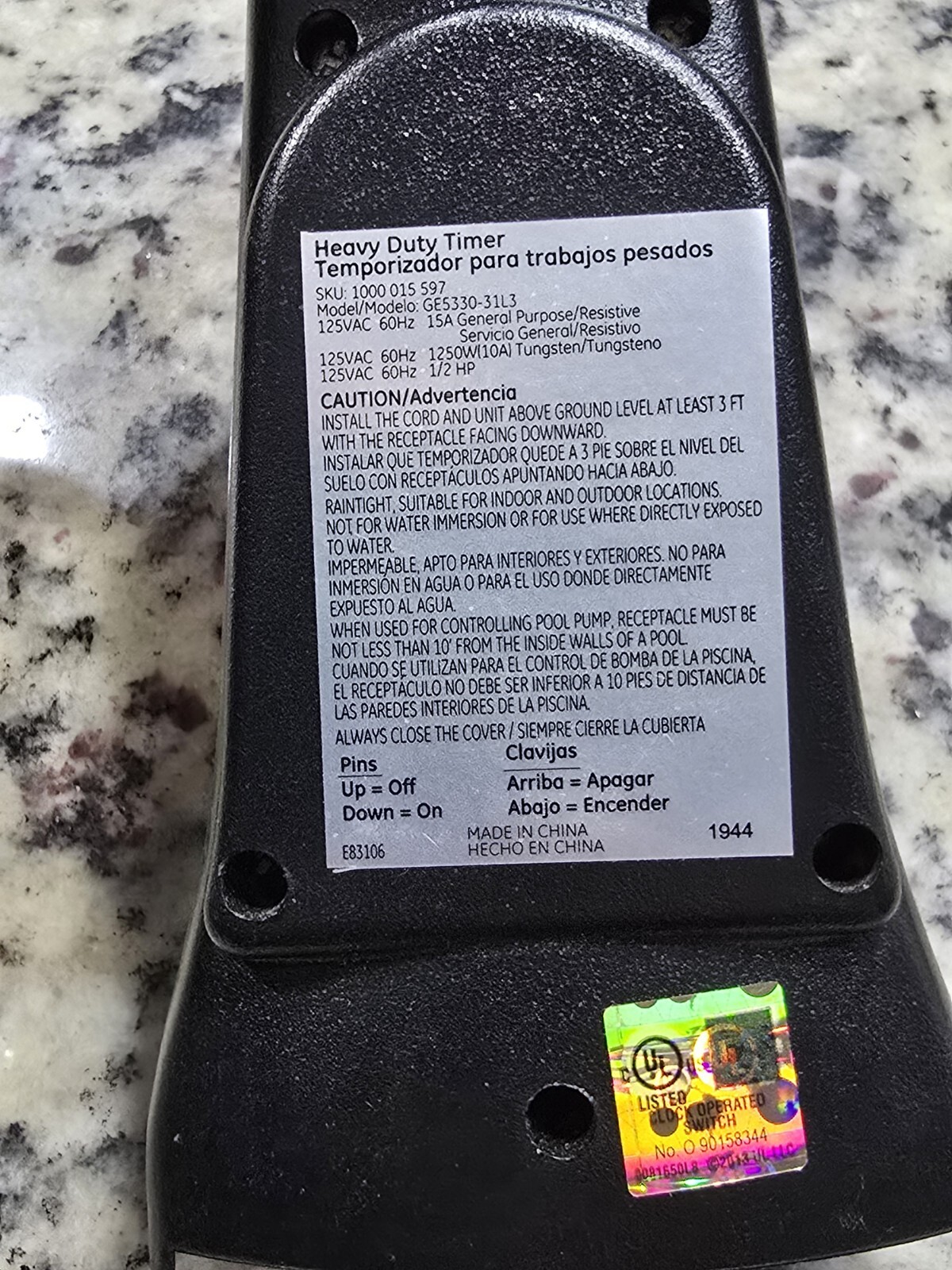Heavy Duty Timer GE5330-31L3 Dual Outlet