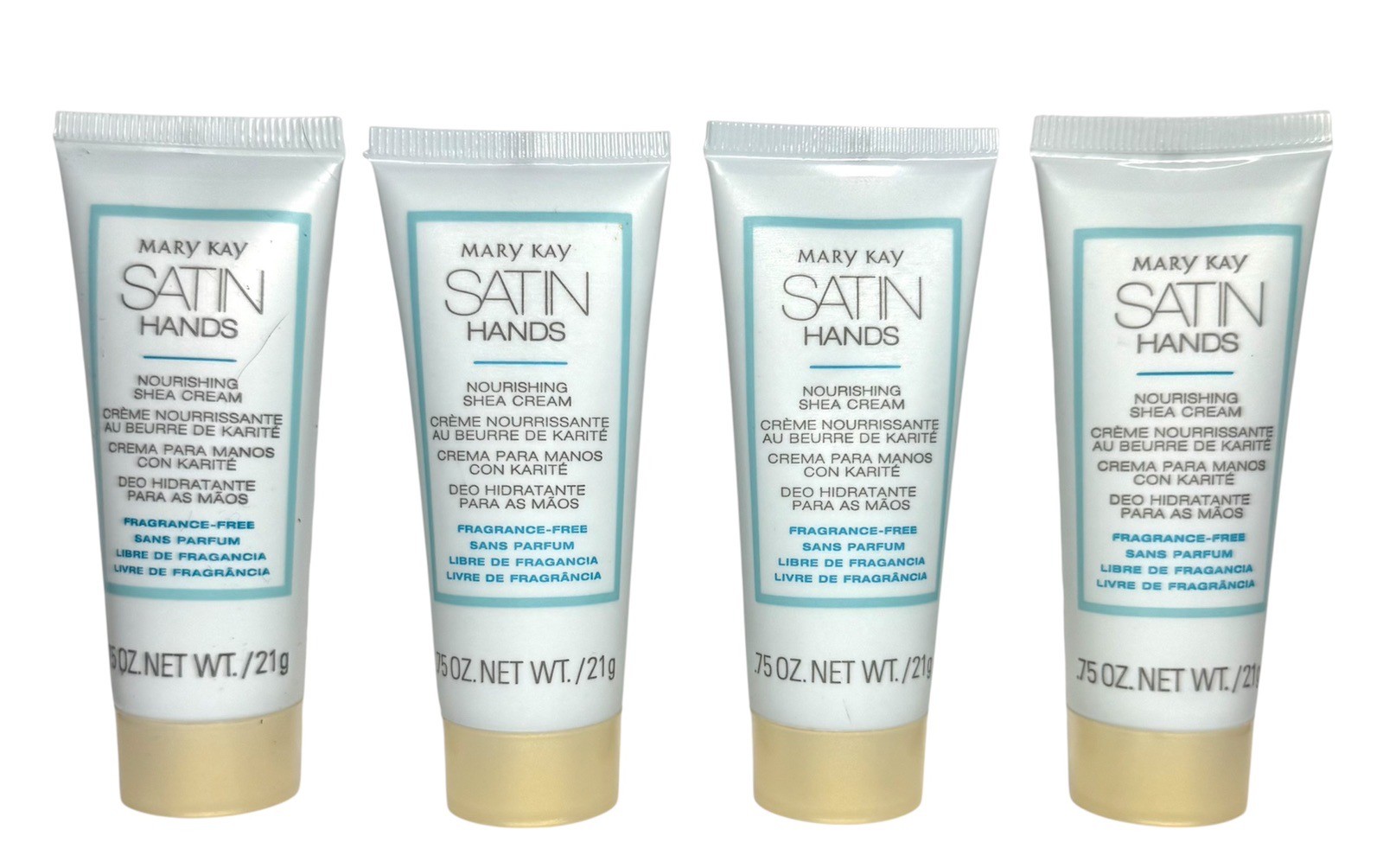 (4) Mary Kay Fragrance Free Satin Hands Nourishing Shea Hand Cream ~ Travel Size