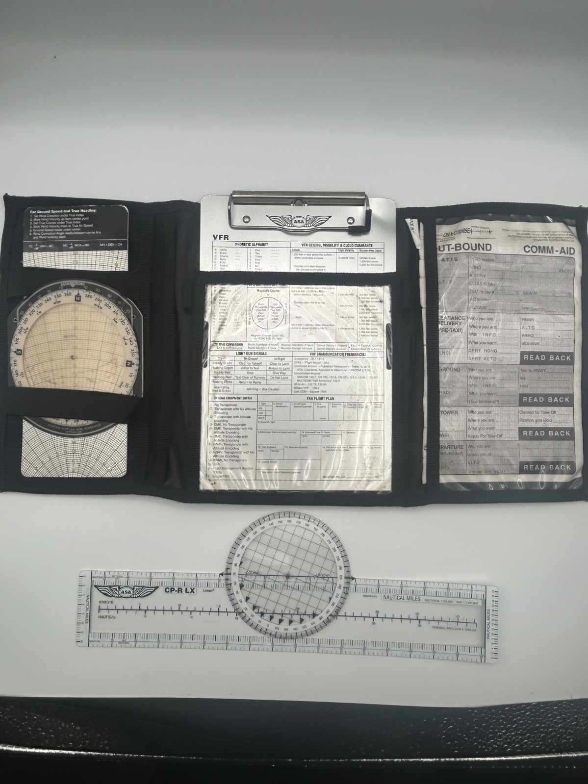 ASA Air Classics E6-B Flight Computer & Clipboard Gleim Clear Ruler Cases. F1