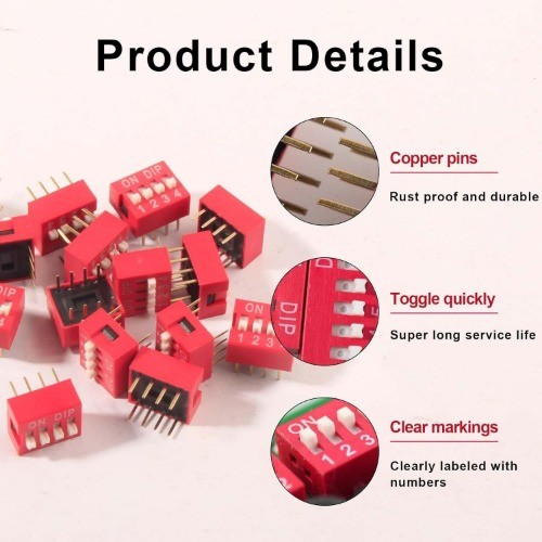 Double Row Dip Slide Switch 4 Position 2.54mm PCB Mountable On Off Style: 4pin