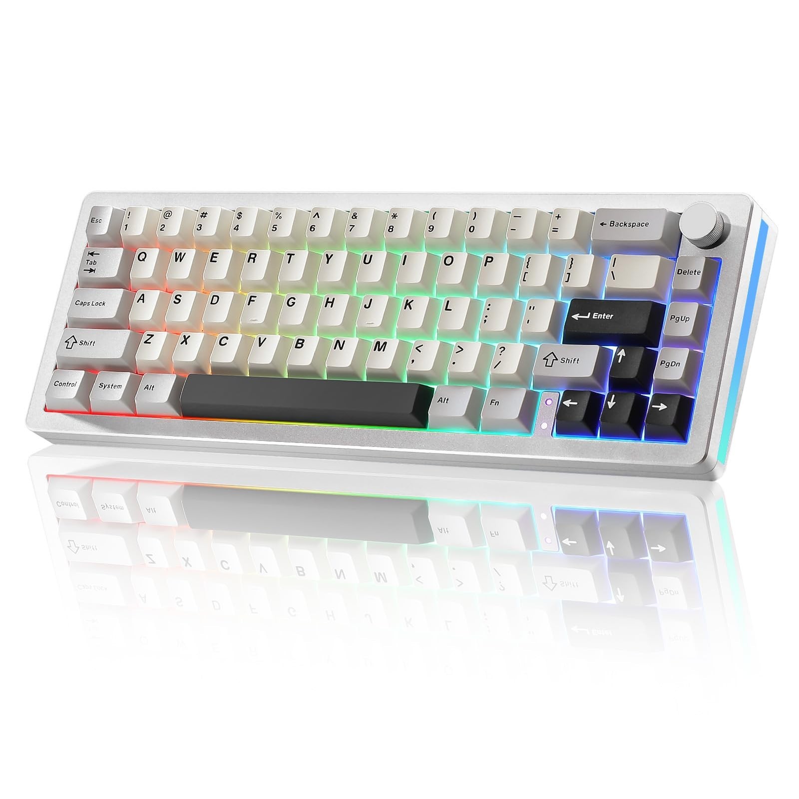 YUNZII AL66 Wireless Mechanical Keyboard,Full Aluminum CNC,65% Knob Control,B...