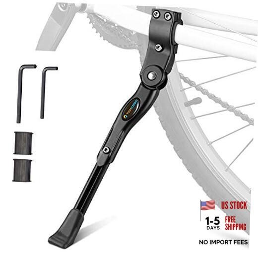 Bike Kickstand Adjustable Aluminium Alloy Black for 22-24-26-27-28 inch bike