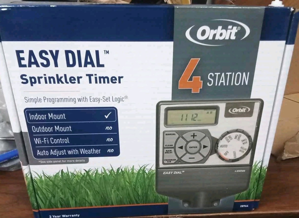 Orbit EASY DIAL 4 Station Sprinkler Timer 28964 Indoor Mount Easy Set Logic OEM