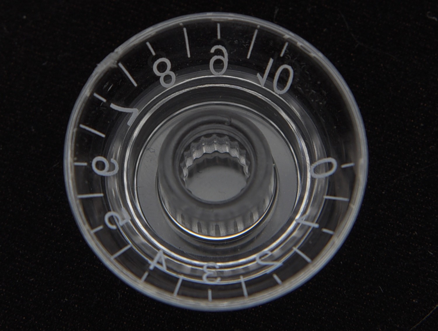 Clear/Transparent LP Bell Knobs Top Hat Knob White Number fits Epiphone Les Paul