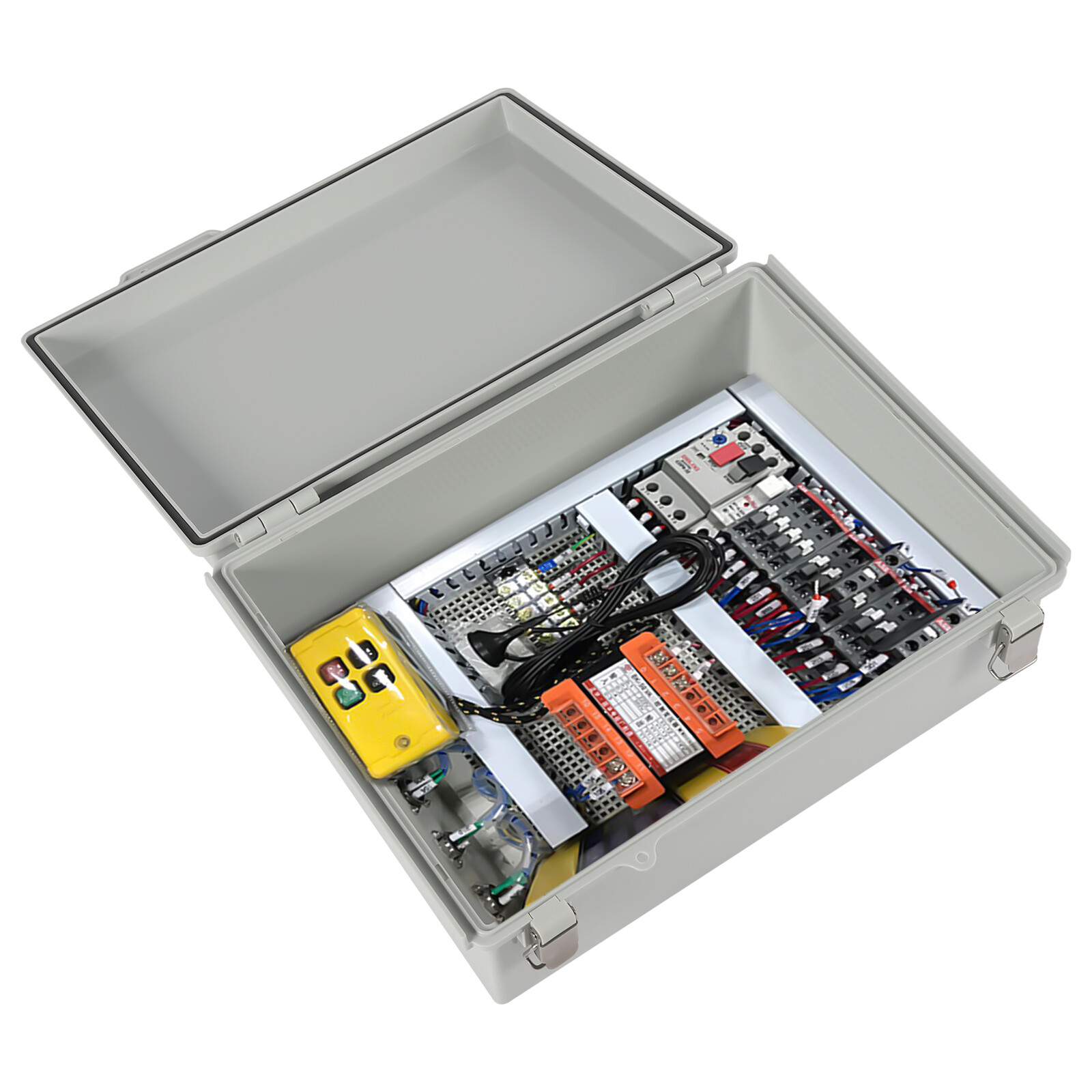 Grey Hinged Cover Latch Junction Box with Mounting Plate + Cover