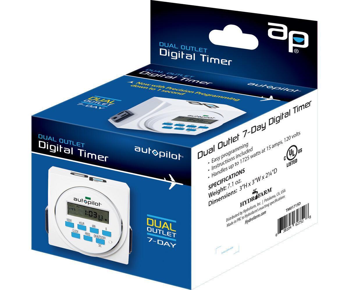 Autopilot Dual Outlet 7-Day Grounded Digital Programmable Timer