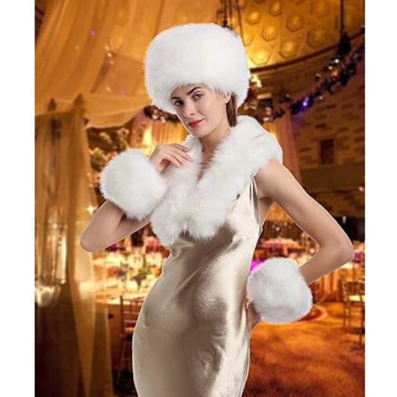 Women Winter Cold Warm Faux Fur Elastic Wrist Slap On Decorative Wrist Cuffs