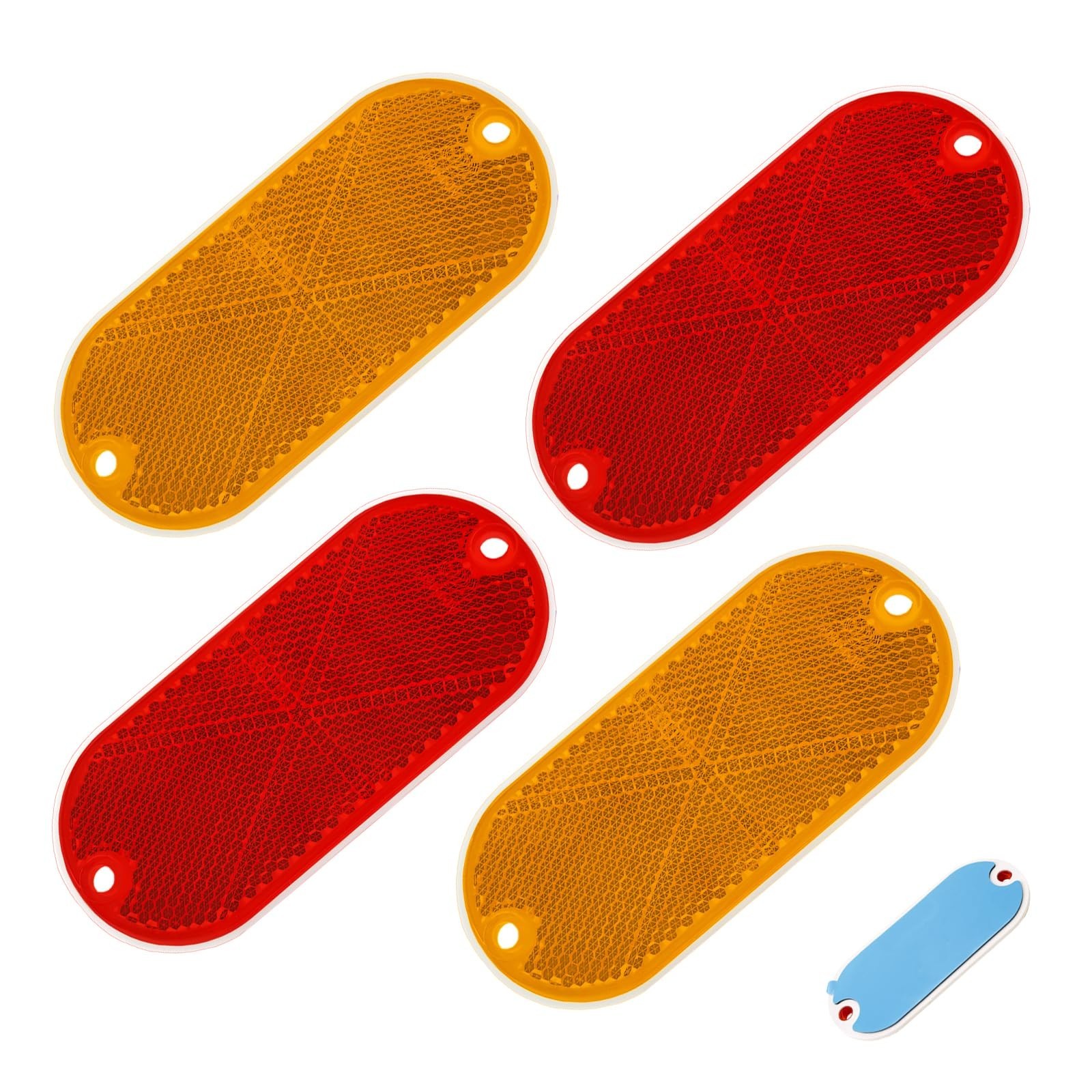 4 Pcs Oval Reflectors, 4.5 x 5 Inchs Self Adhesive Or Drill Mount, Motorcycle...