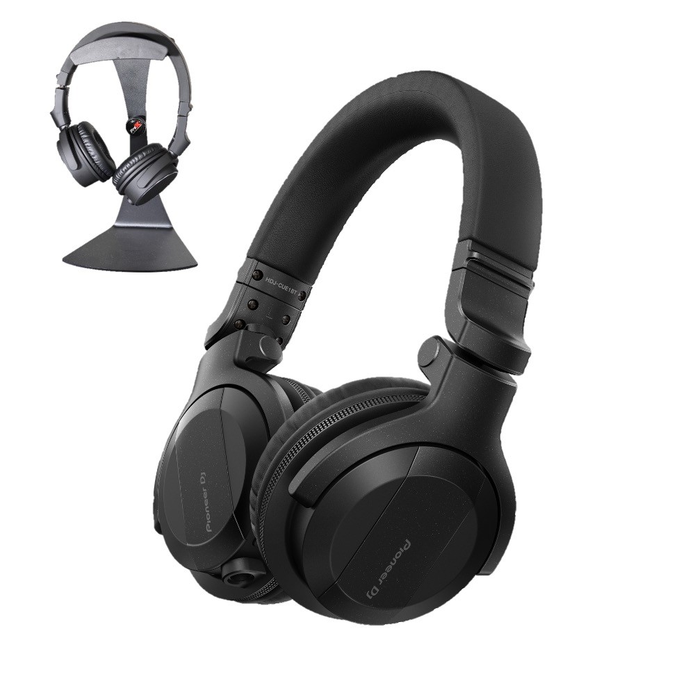 Pioneer DJ HDJ-CUE1BT Black BT Headphones + Desk Headphone Stand