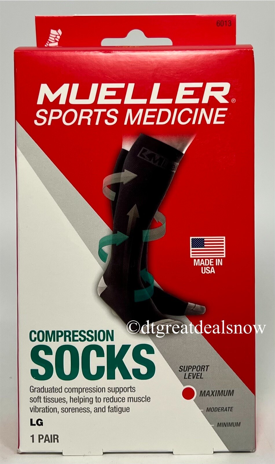 Mueller Sports Medicine Max Compress Recovery Socks Large Men 10-12 Women 11-13
