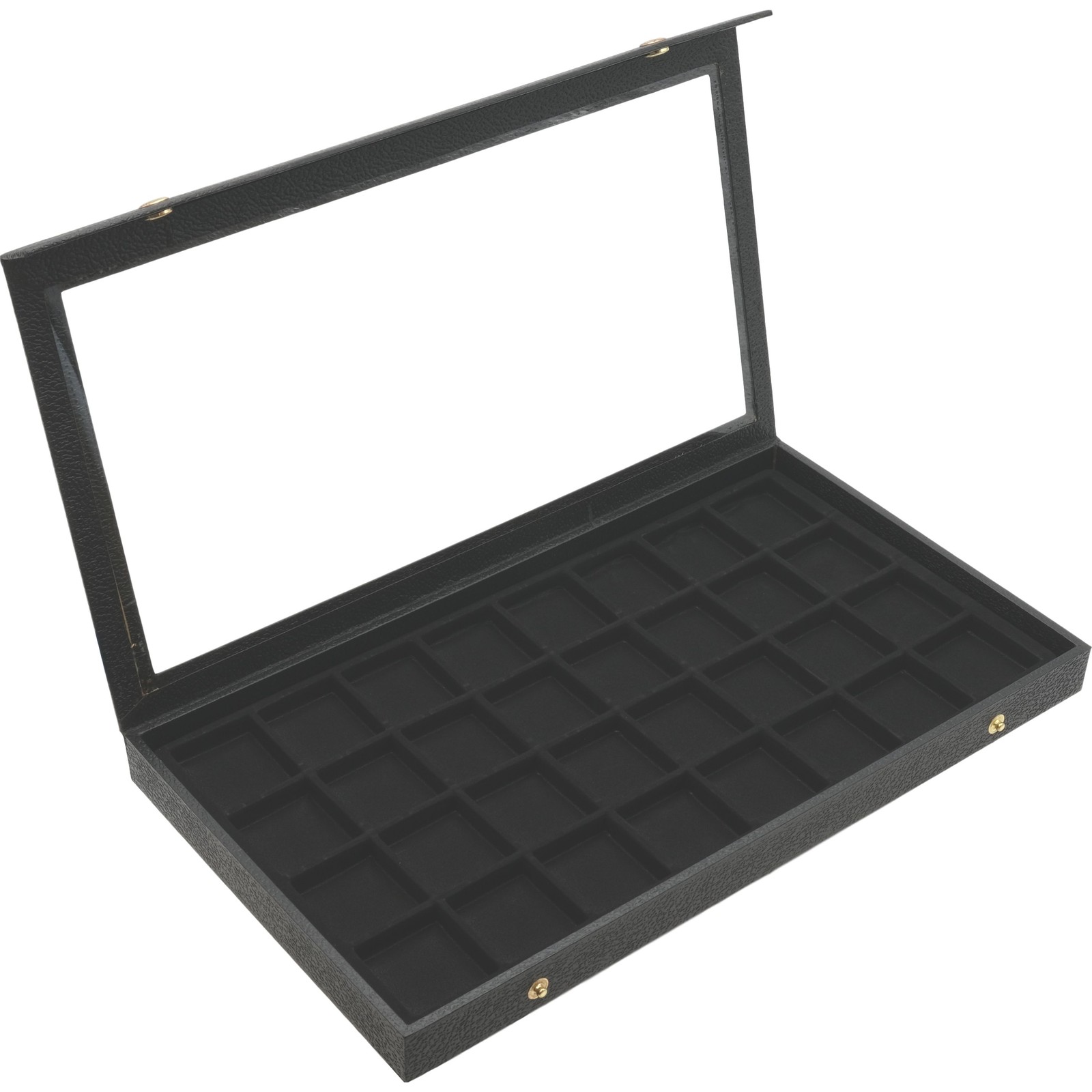 Jewelry Box Holder Tray 32 Earring Display Case Organizer Storage Black Clear