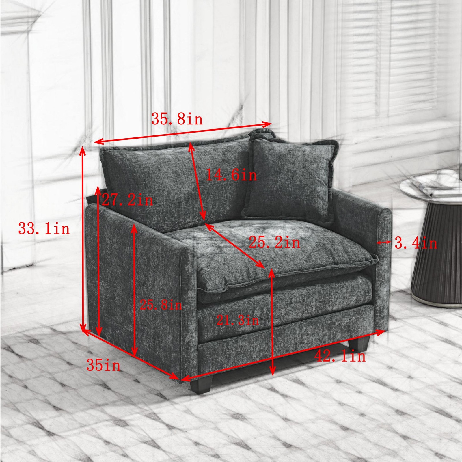 Cloud Sofa Single Seat (Ottoman is not included), Modern Sectional Couch,
