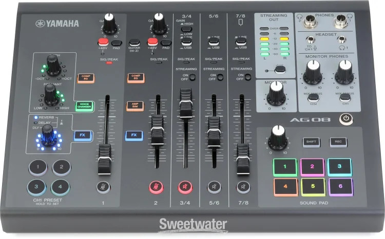 Yamaha AG08 8-channel Mixer/USB Interface for Mac/PC - Black