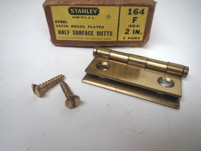 HALF SURFACE BUTTS 2" STEEL SATIN BRASS PLATED STANLEY 164F 4 PAIRS (LL3140)