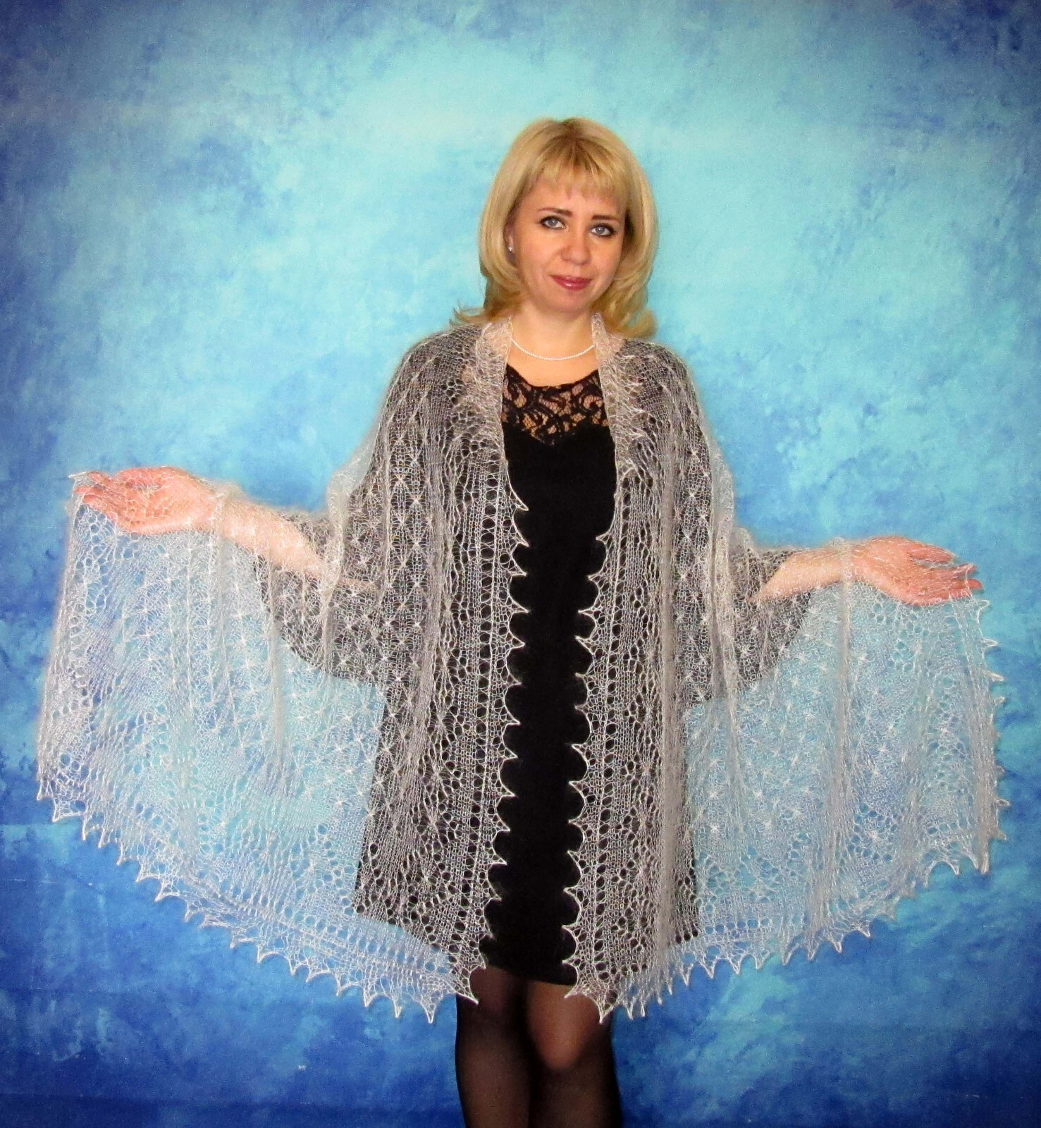 Knitted Goat Down Scarf Orenburg Shawl Rope Scarf Stole Made To