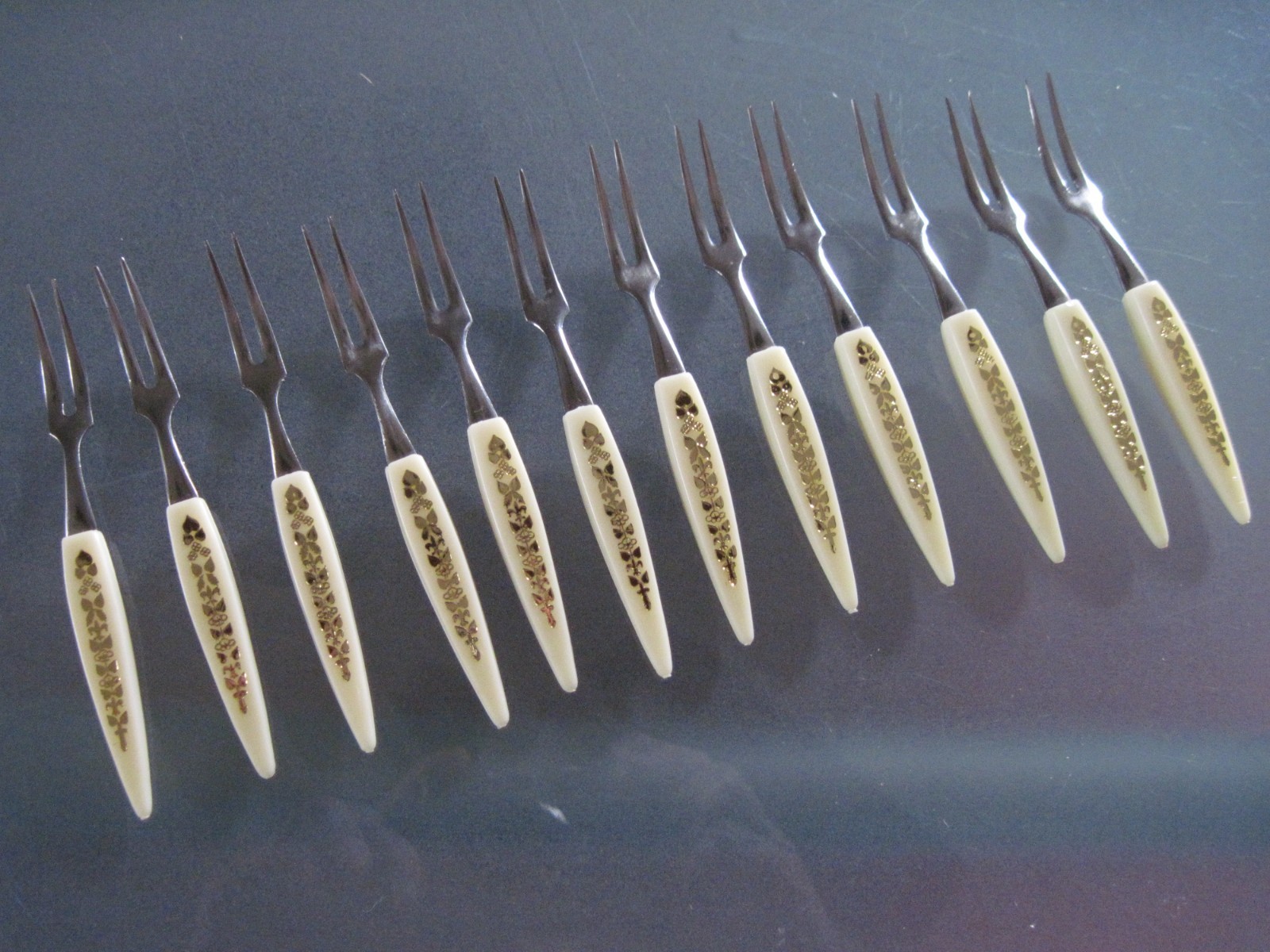 Vintage Set of 12 Cocktail Forks Stainless Japan
