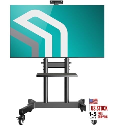 Mobile TV Stand on Wheels for 50-90 Inch Screen, max Load 220.5 lbs, Tilting,