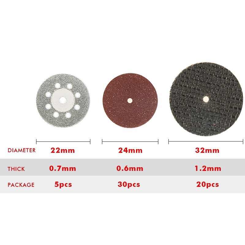 60X Cutting Disc Sanding Wheel Saw Cutter Mandrel Set Rotary Tool Accessories