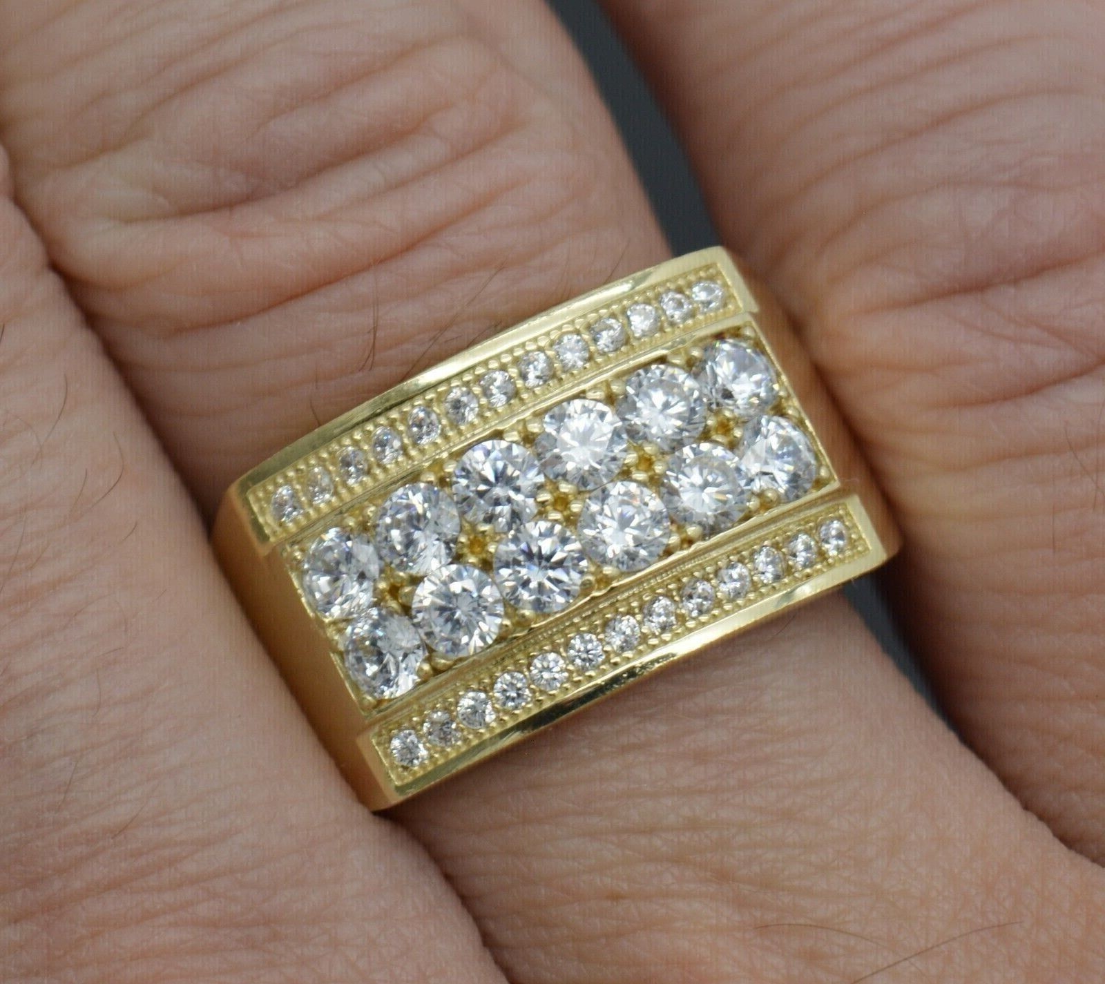 3 Ct Round Cut GRA Moissanite Men's Engagement Ring 14k Yellow Gold Plated