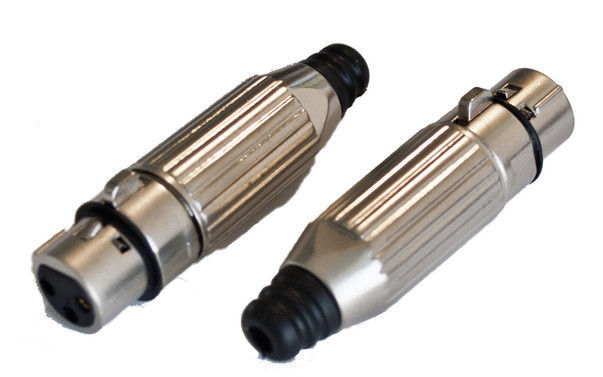 XLR Female Connector, Chrome (Pair) for Microphones Mics and Audio Lines