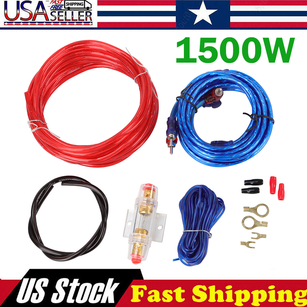 1500W Car Amp Audio Amplifier Install Wiring Kit AMP RCA Cable Set Wire Fuse USA