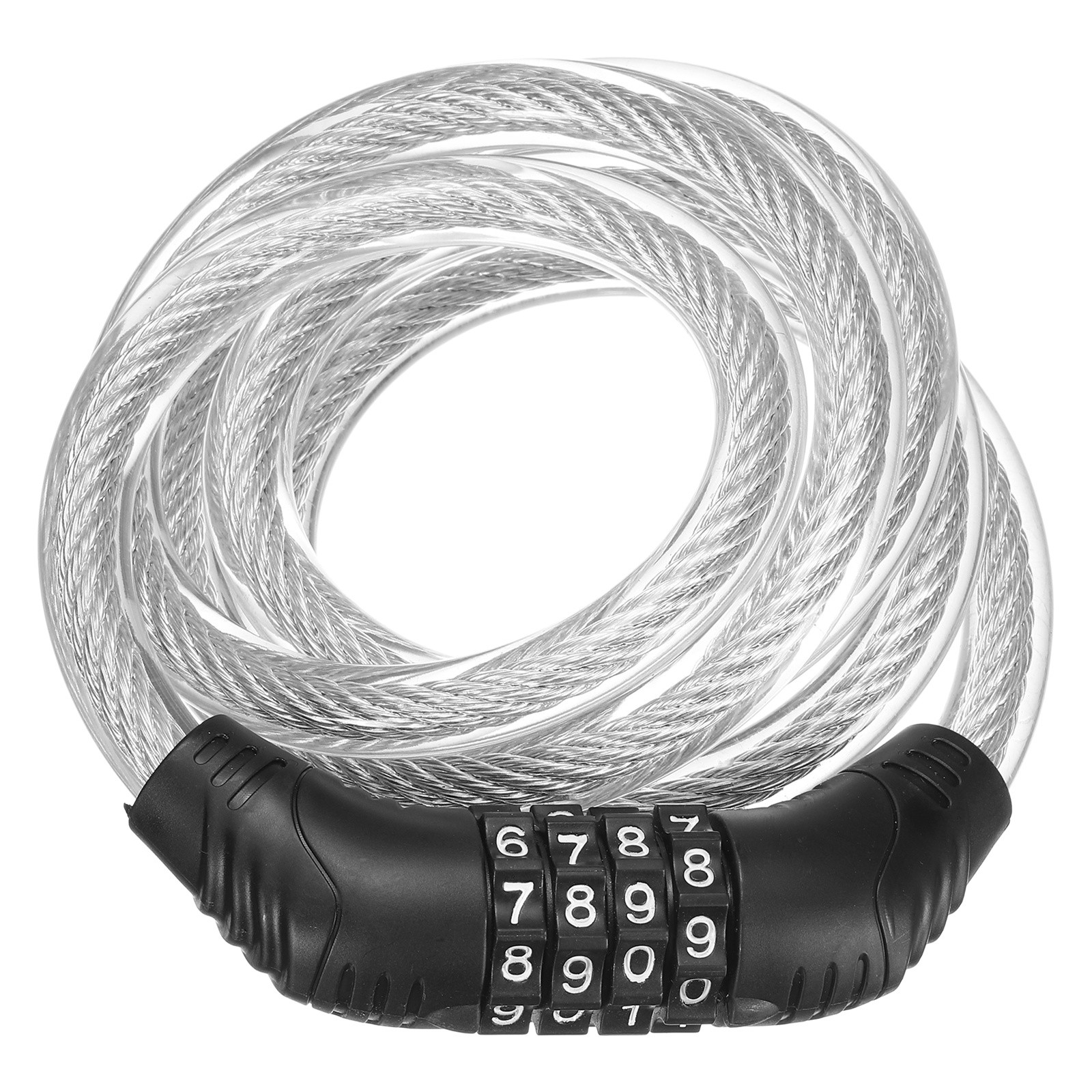 120cm Bike Lock Cable, Security Bike Wire with 4 Digit Code Combination, Clear