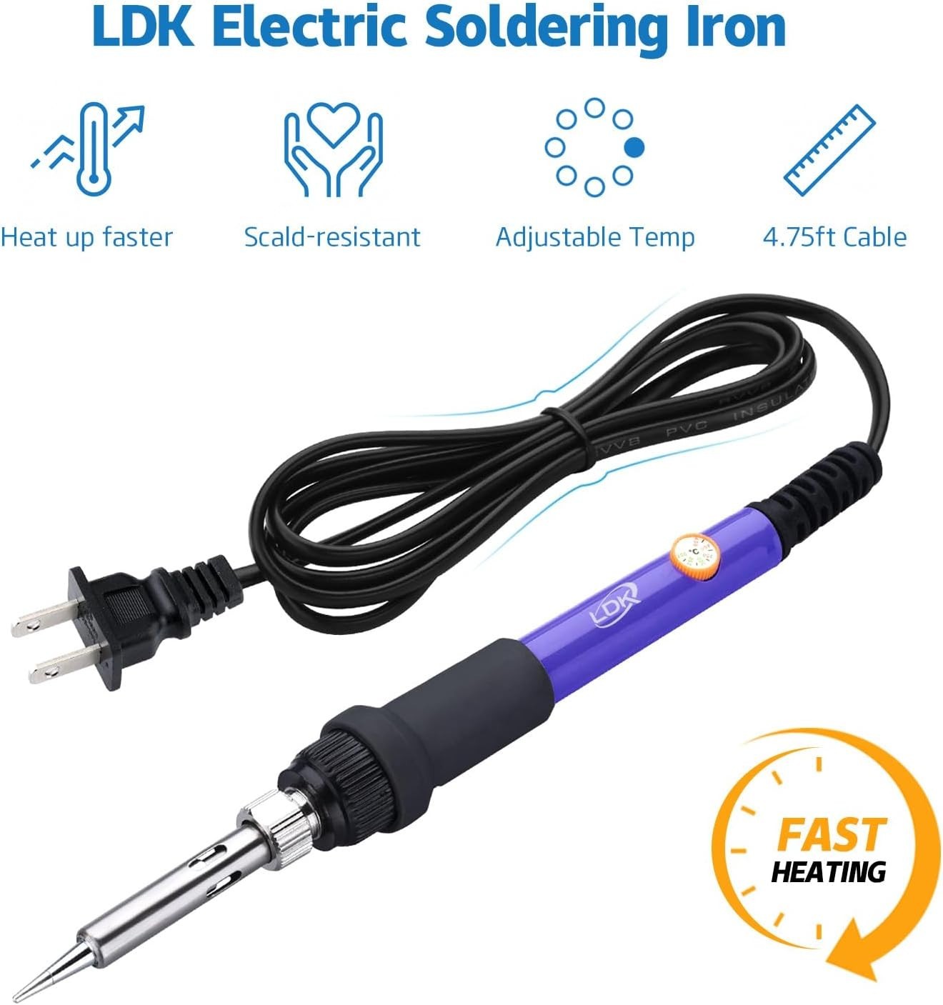 60W Adjustable Temperature Soldering Iron Kit with 5 Tips for Easy DIY Repairs