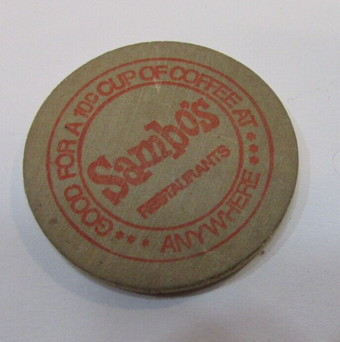 Vintage 1960's Sambo's Restaurant Wooden Nickel Wood Coin Coffee Token
