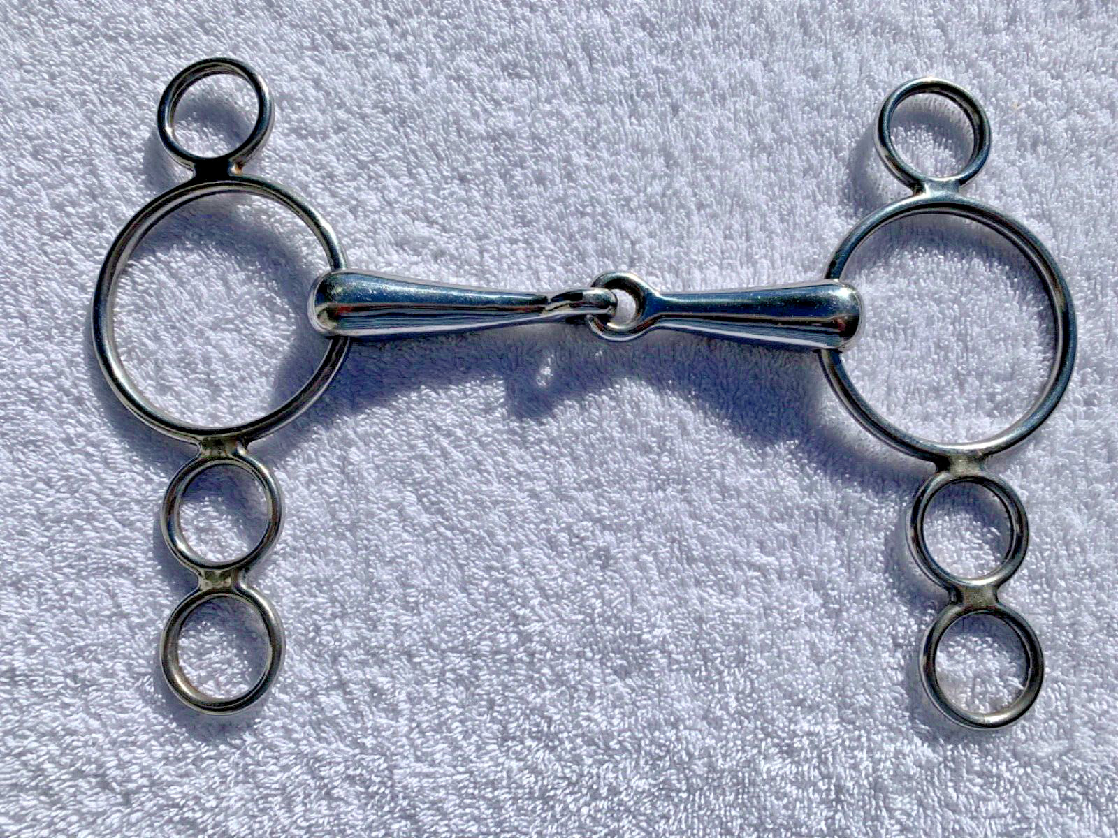 Jointed Stainless Steel 4 Ring Gag Elevator Bit, English Horse,  5" Mouth