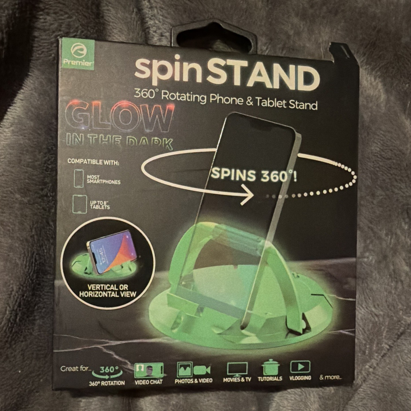 Premier spinSTAND 360° Rotating Adjustable Phone & Tablet Desktop Stand, Green