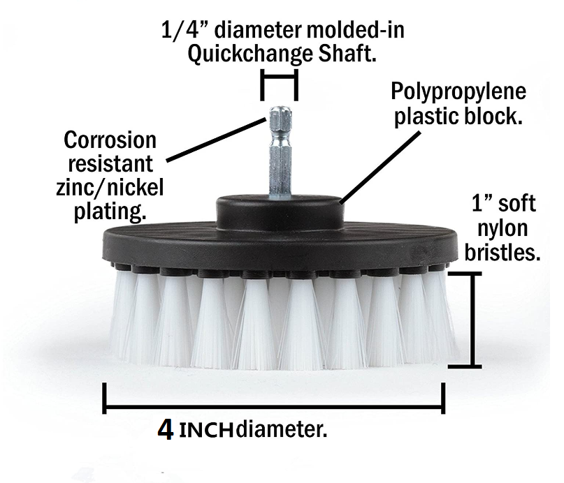 4 PACK White Soft Drill Brush Attachment for Cleaning Carpet, Leather,Ppholstery