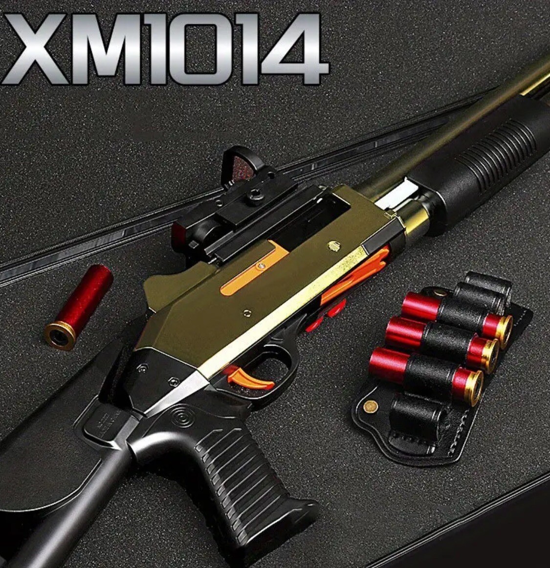 Gold XM1014 Long Range Gun Shell Ejecting Shotgun Soft Foam Bullet Shoot Toy Kid