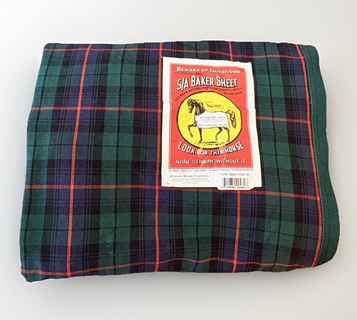 New Curvon 80” HTF Green Blue Tartan Plaid Baker 5A Stable Sheet Horse Blanket