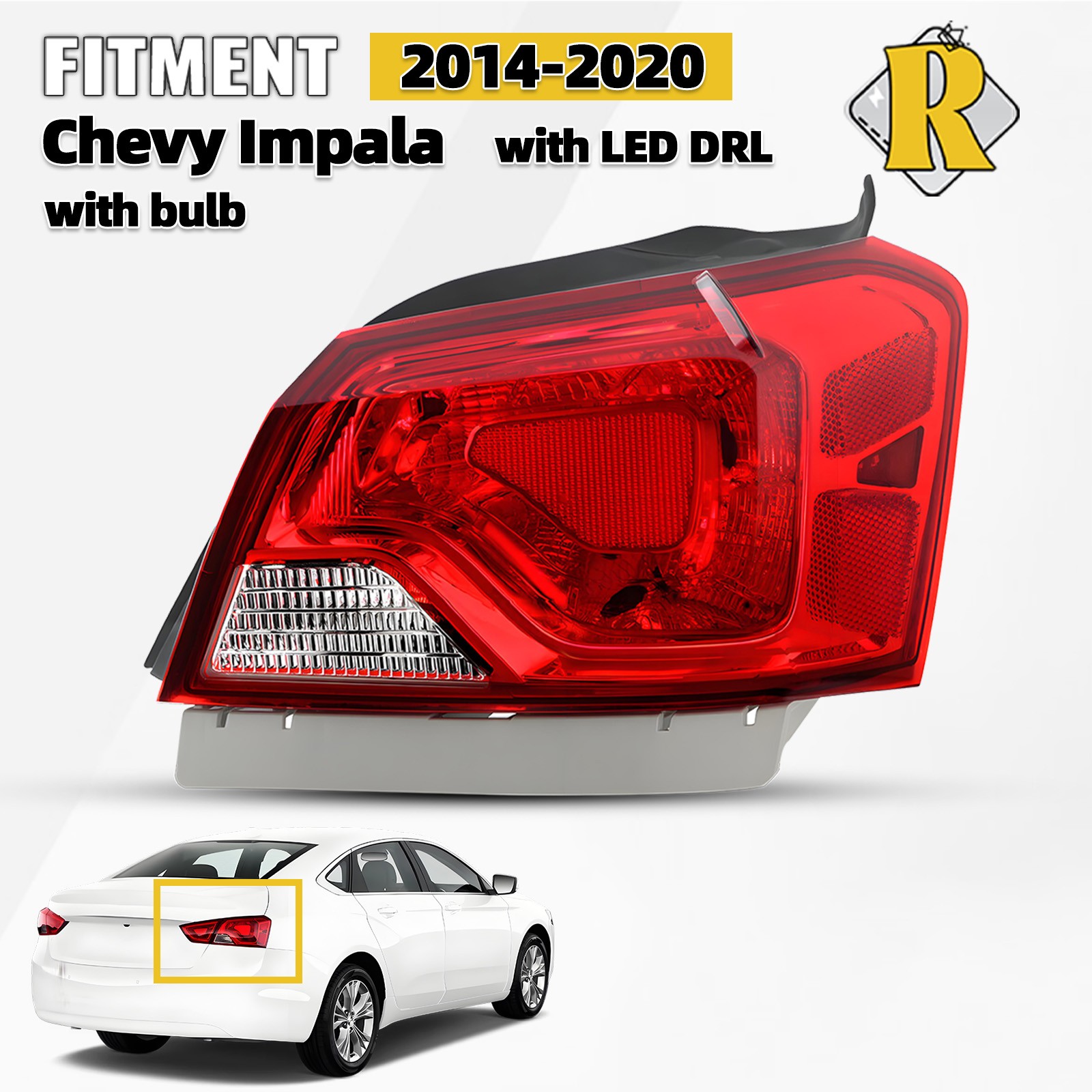 Halogen Outer Tail Light For 2014-2020 Chevy Impala W/Bulb Right Passenger Side